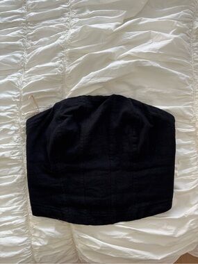 FARM Rio Black Strapless Crop Top